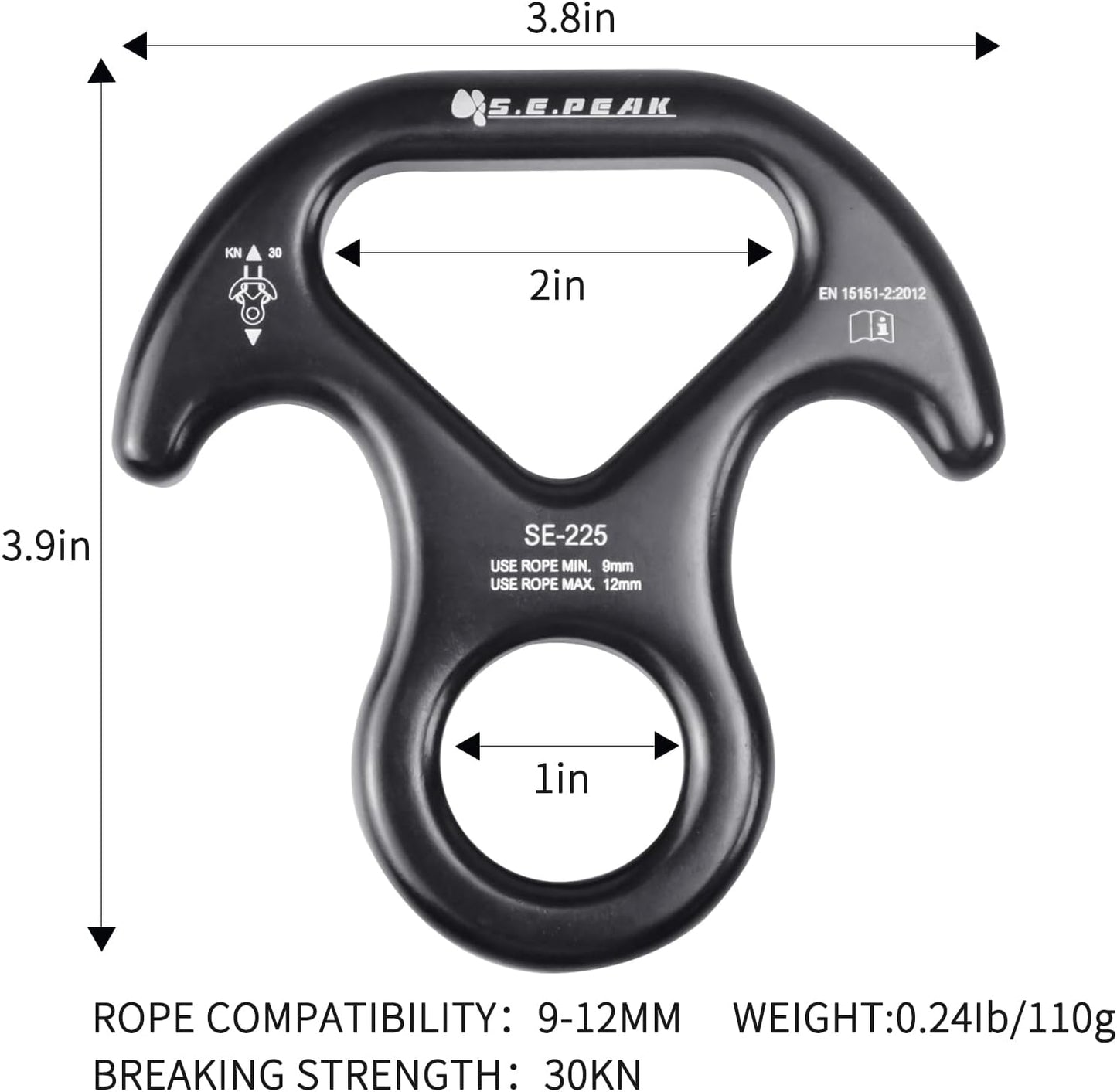 Dispositivo rappel placa aparejo aluminio 30kN