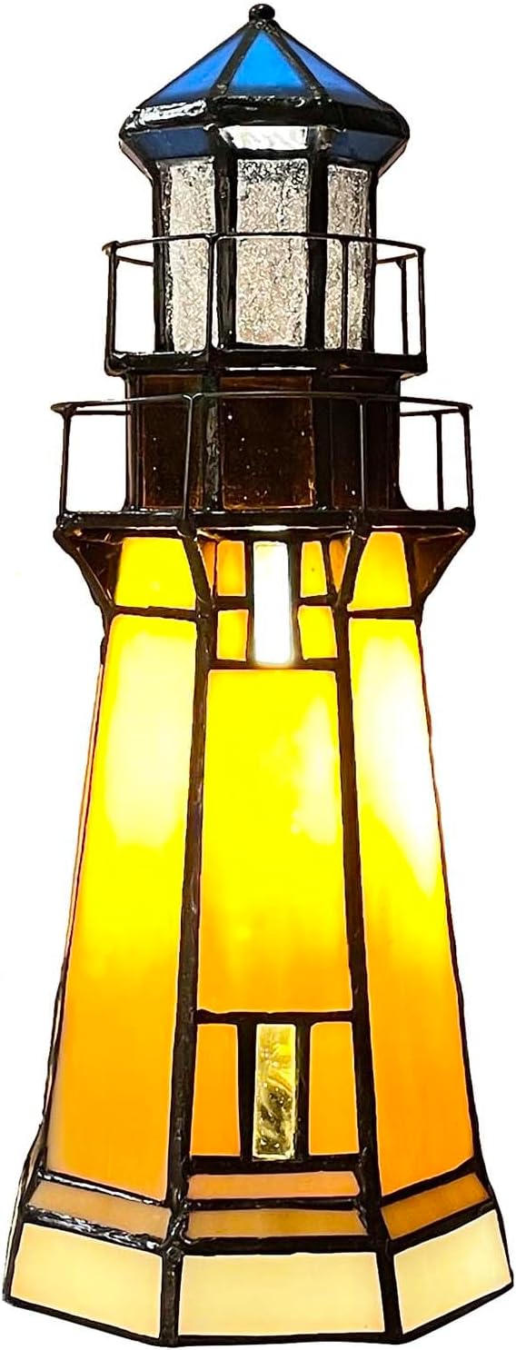 Lámpara mesa cristal manchado estilo Tiffany 9.5"