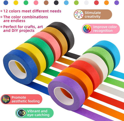 Cinta adhesiva washi arco iris para niños y adultos arte DIY