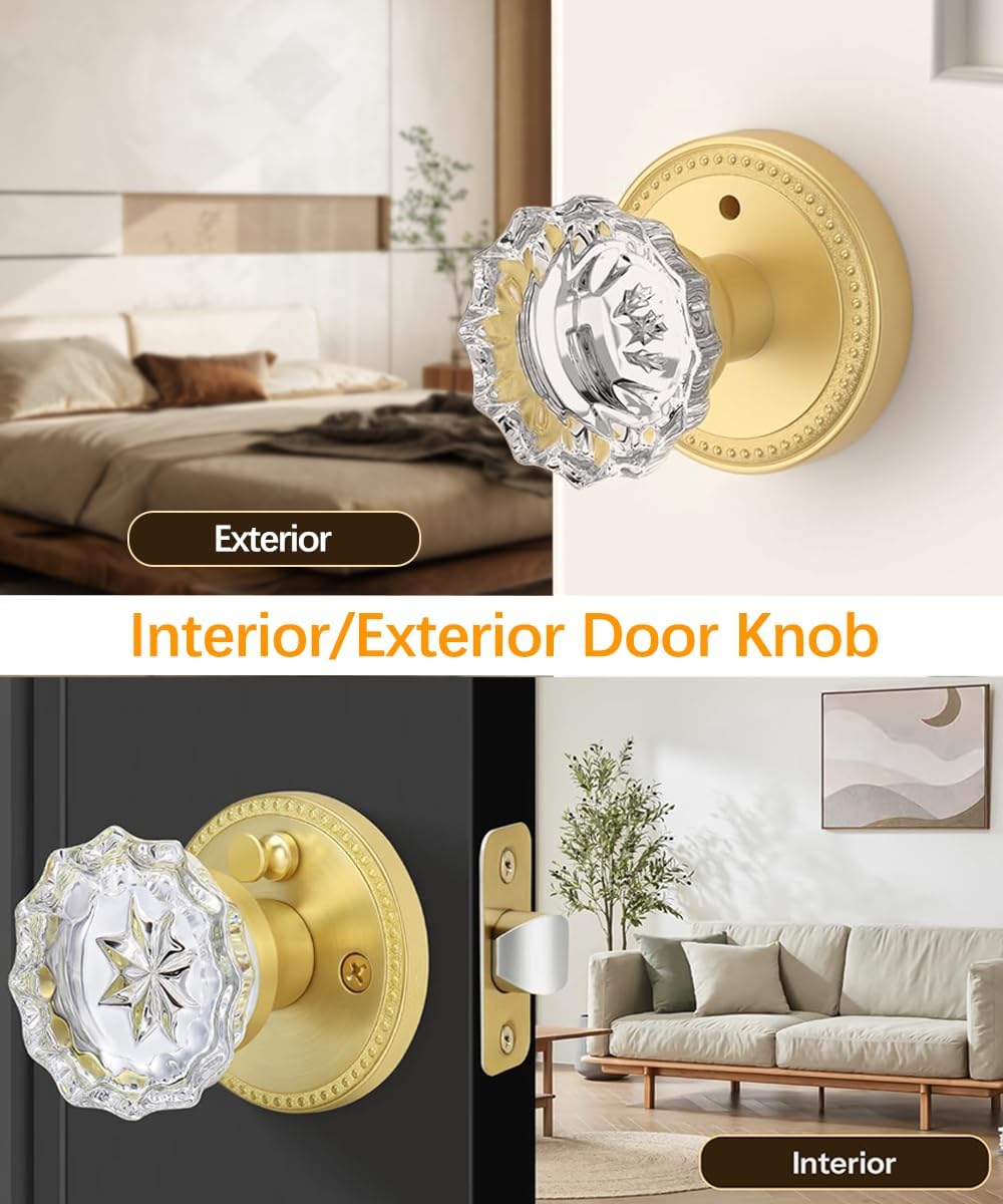 Manija puerta cristal interior dorada redonda comp 1.378-2.165in set 2