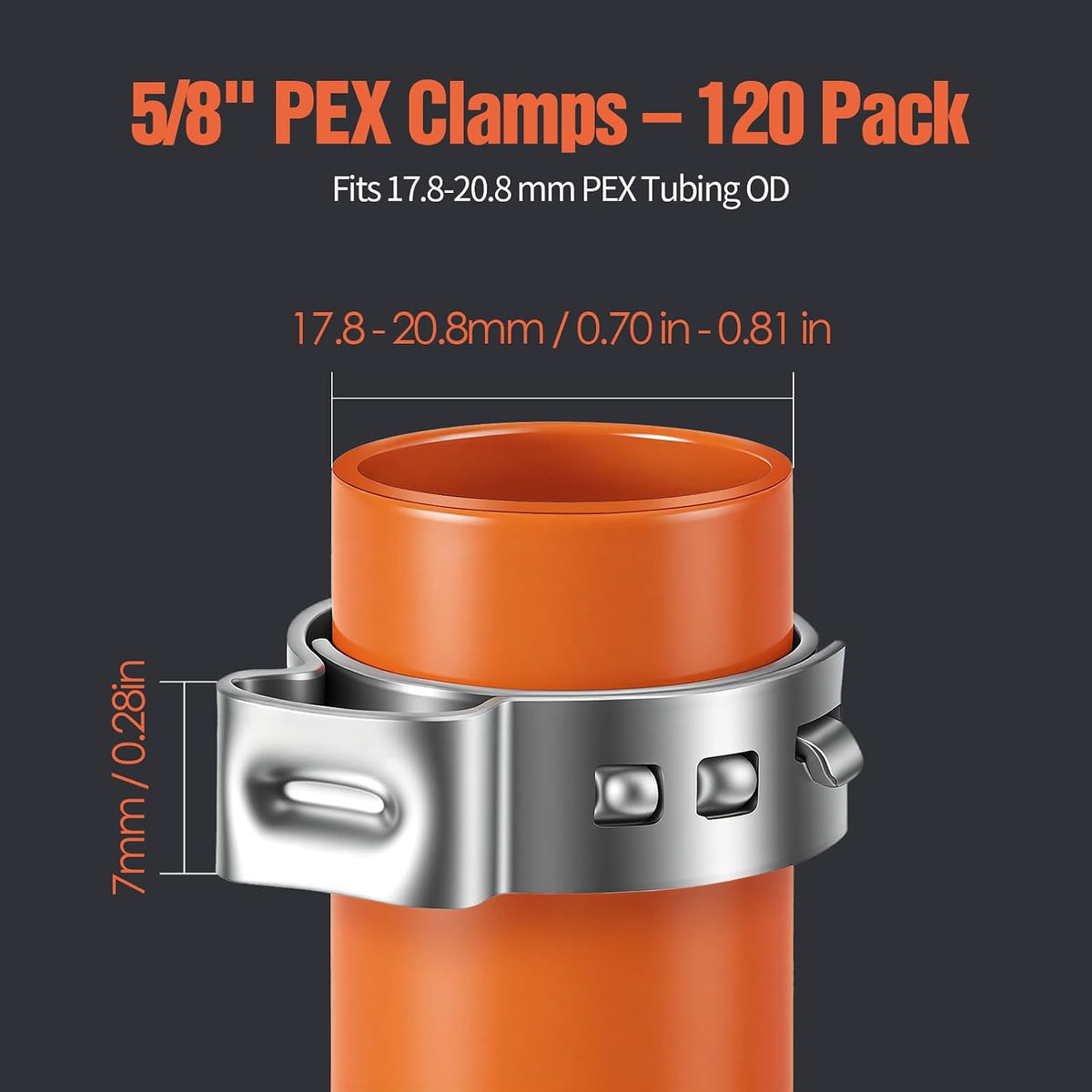 Anillos engarce PEX 5/8pulg acero inox 304 set 120