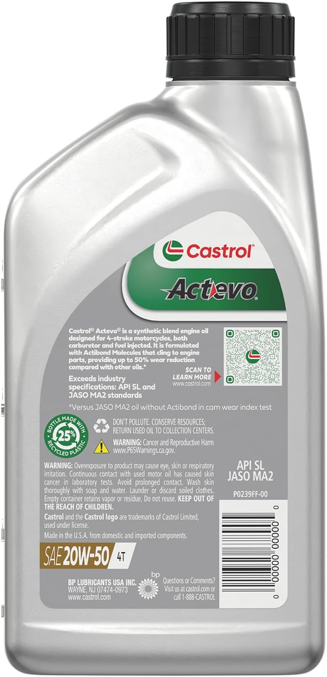 Aceite sintético 20W-50 motocicleta 1qt pack 6