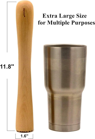 Muddler de madera 12x1.6 pulg para cóctel