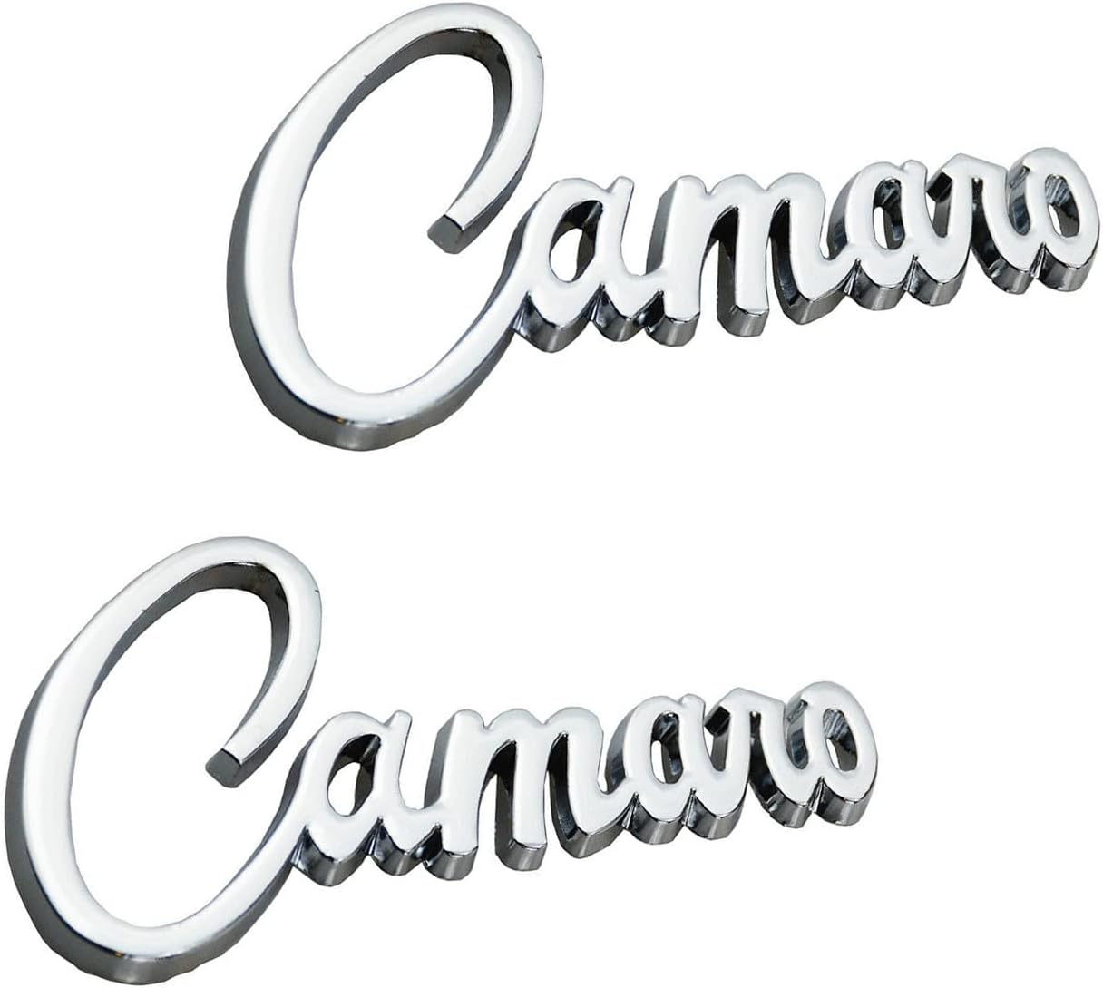 2 Pzas Emblema Camaro 3D Metal Plateado