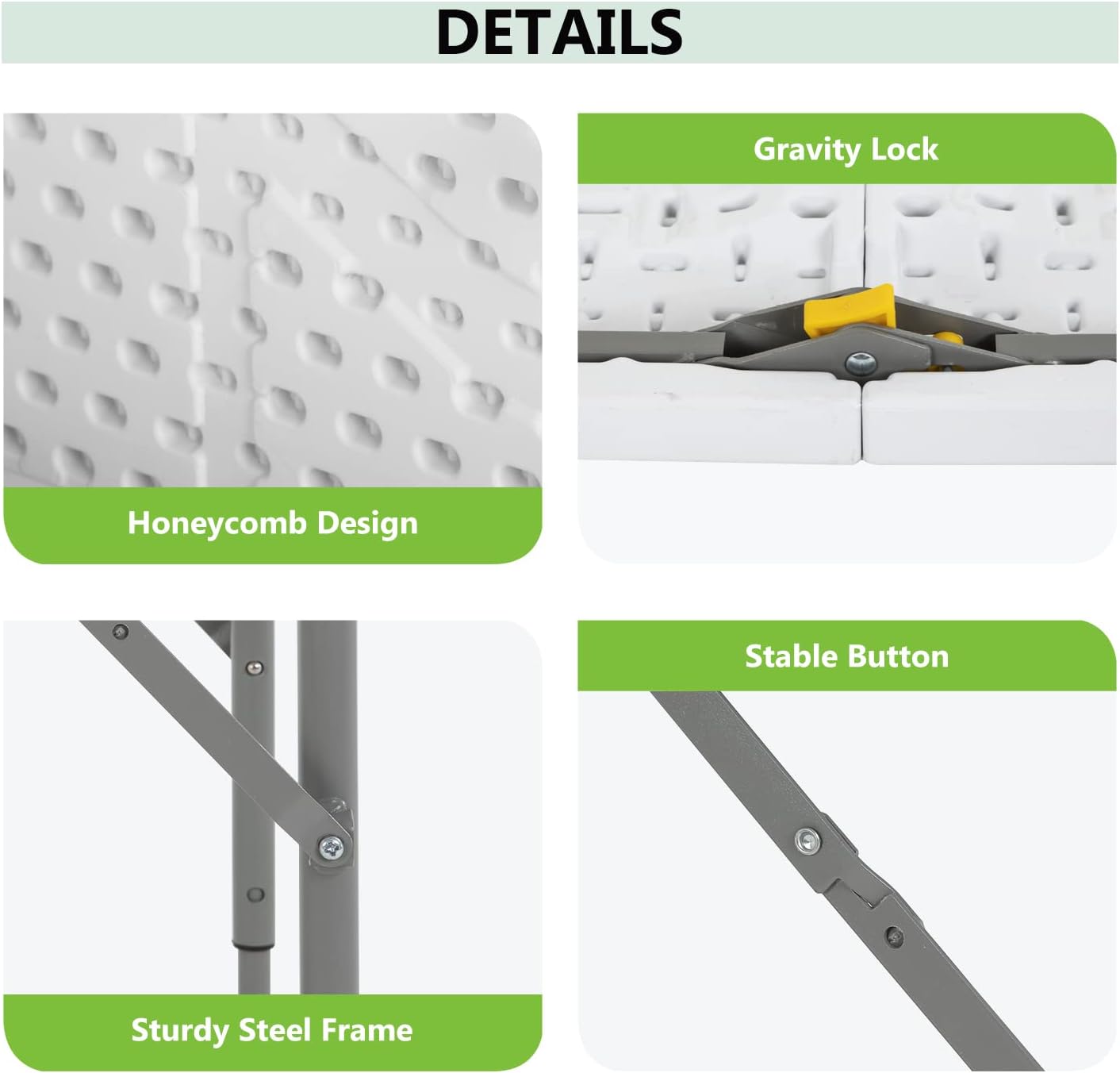 Mesa plegable plástico para camping oficina con asa blanco