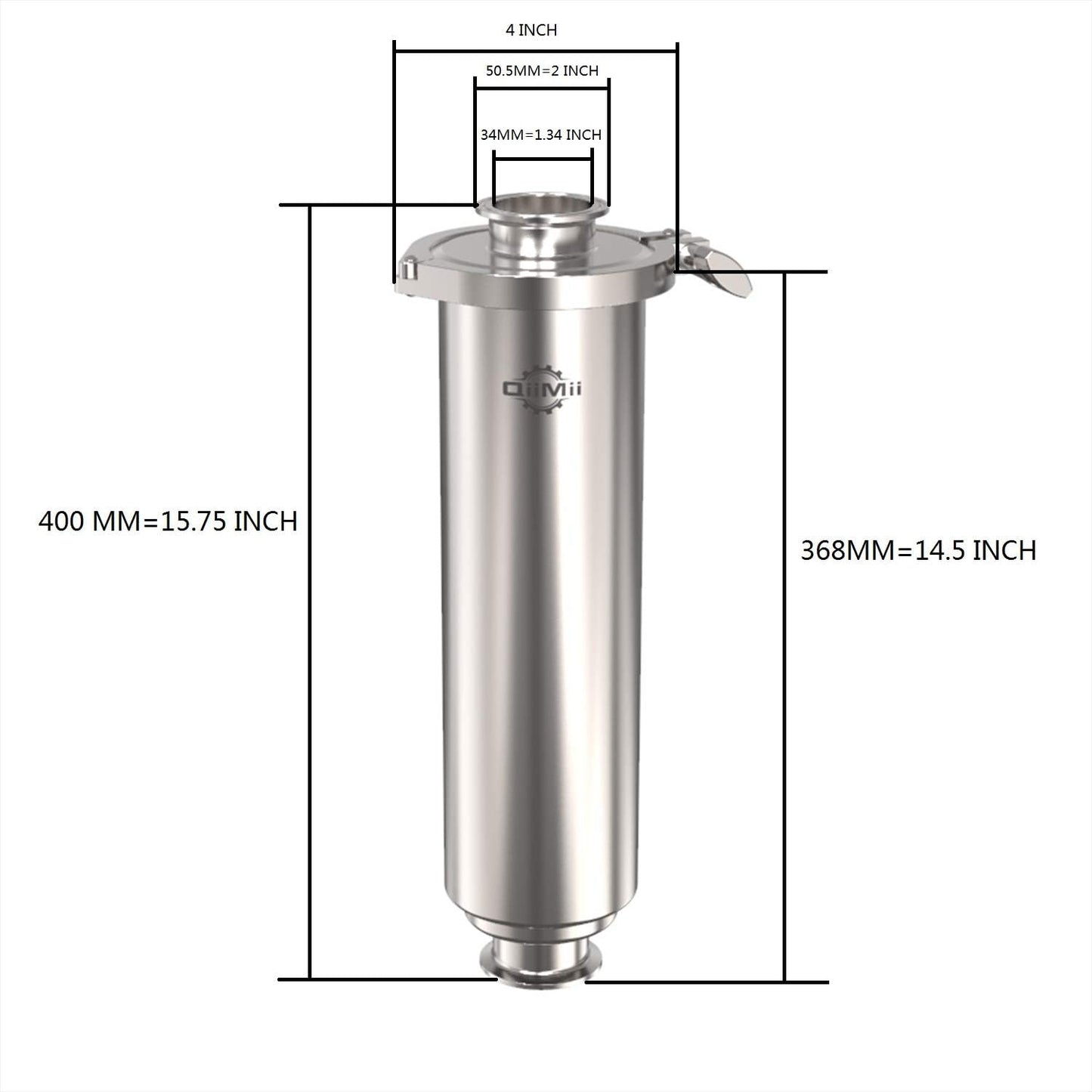 Filtro triple abrazadera acero inox 1.5pulg malla 100