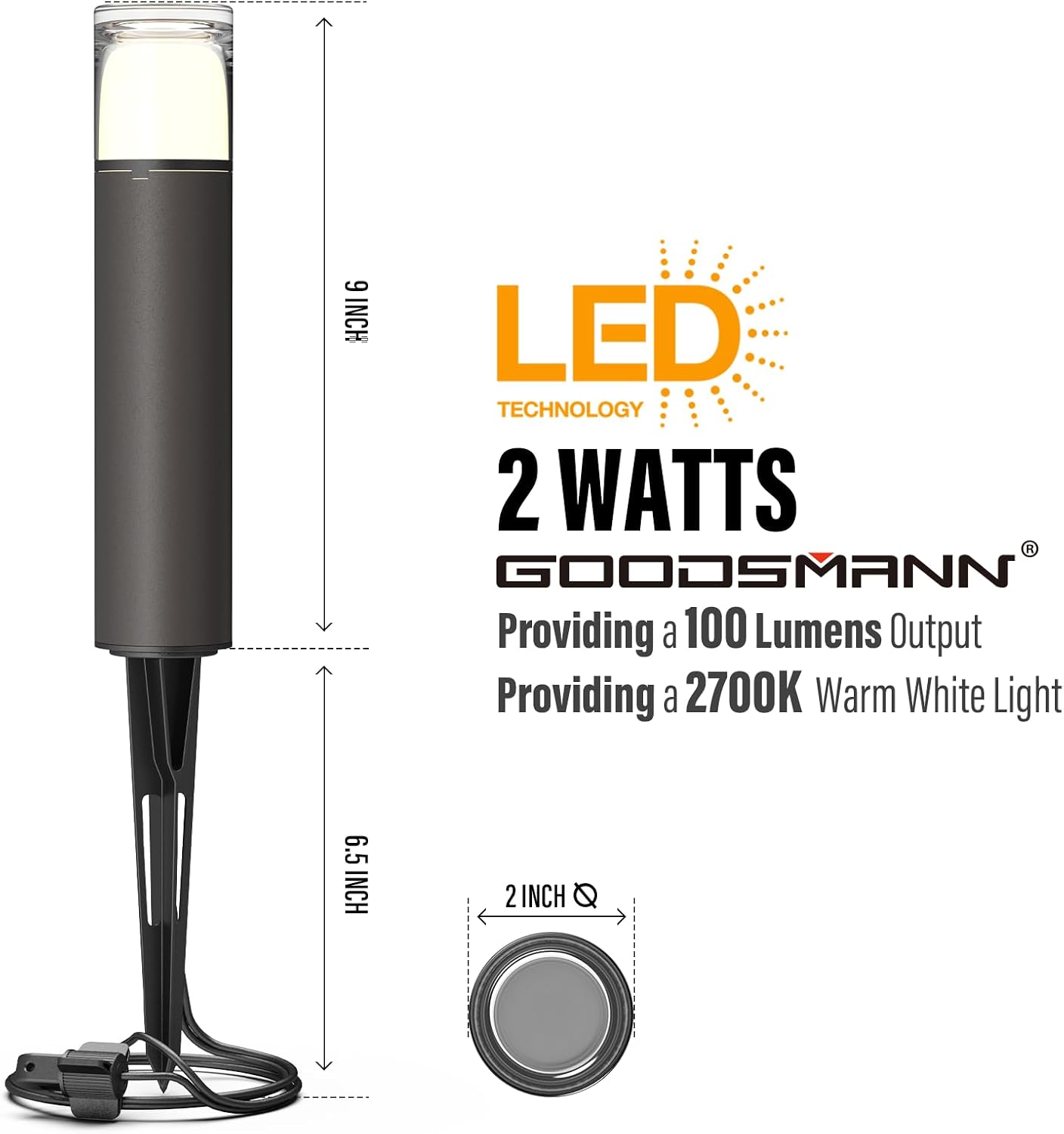 Luz bronce exterior LED 2W 2700K resistente