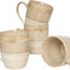 Set 4 Tazas Cerámica 17oz Esmalte Reactivo Marrón Gris