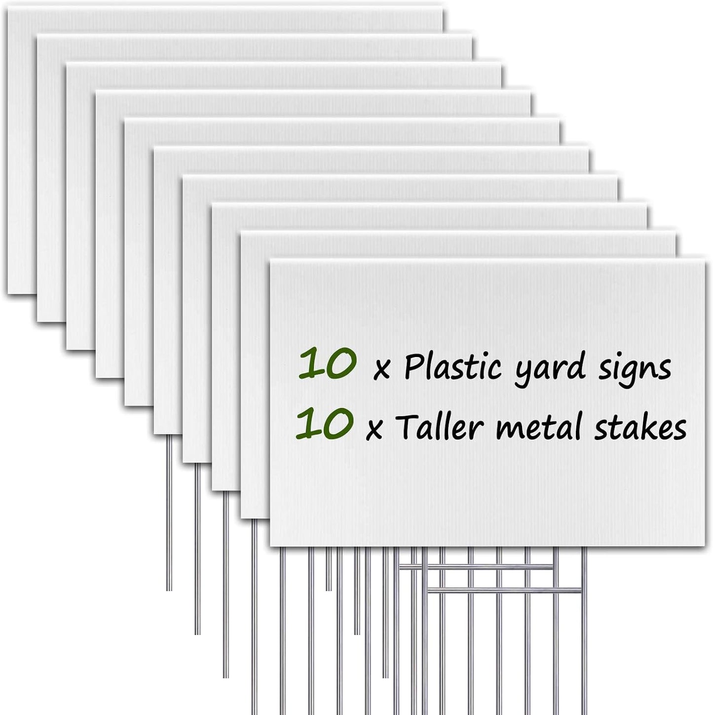 10 Carteles Césped Plástico 17x12pulg Personalizados Doble Cara