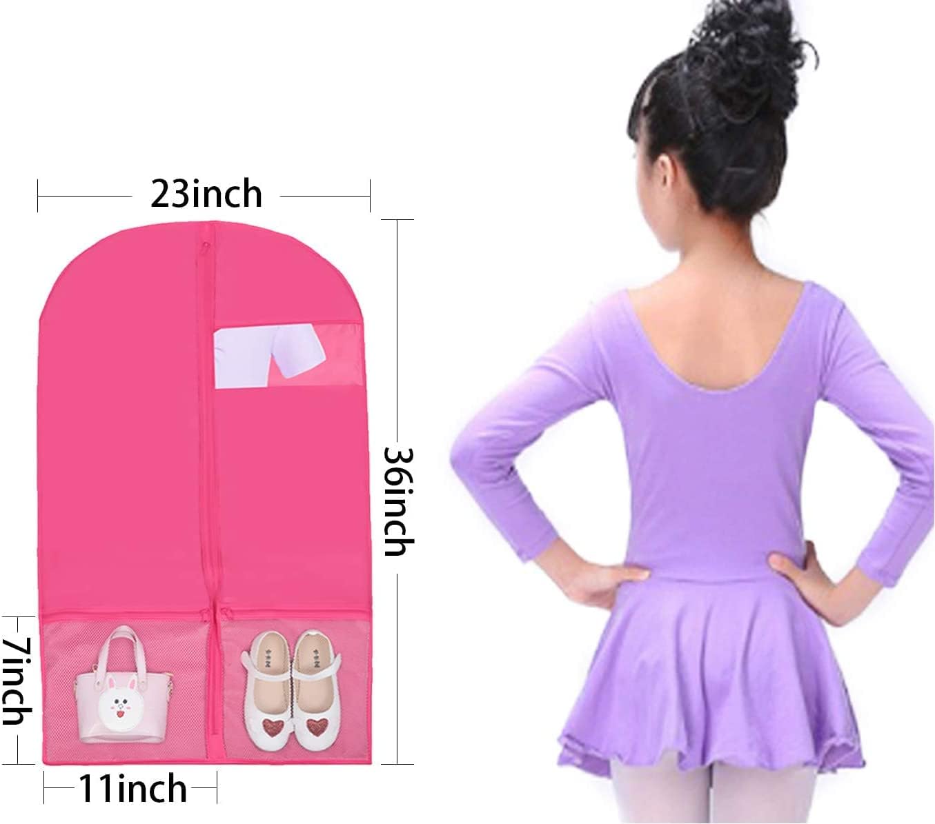 Bolsa plegable 36" baile set 3 rosa con malla y ventana