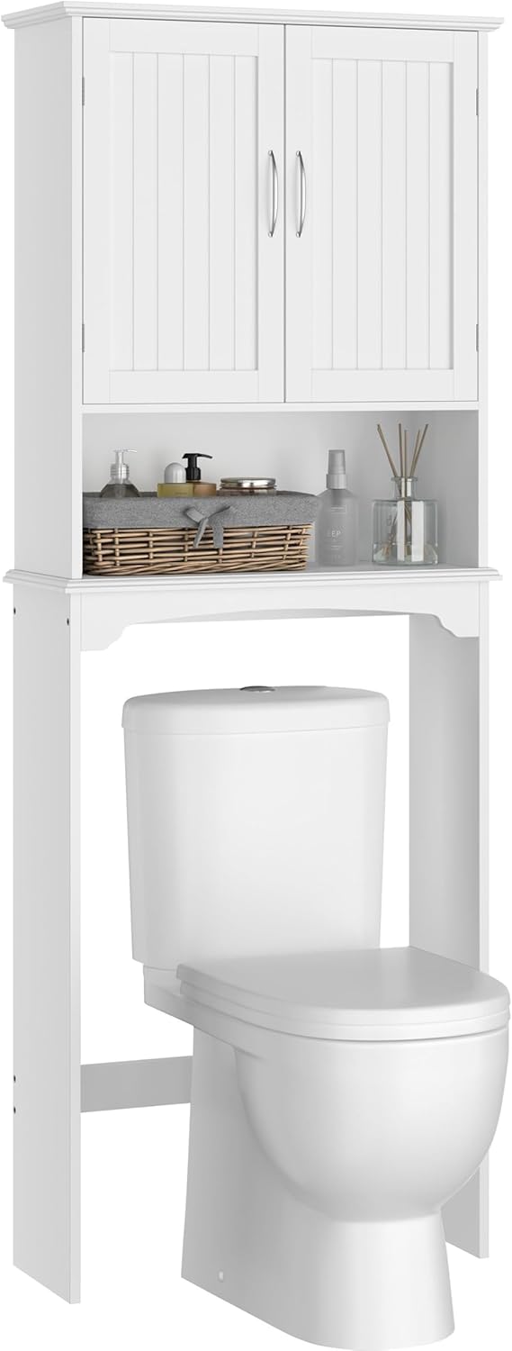 Armario inodoro doble puerta estante ajustable blanco