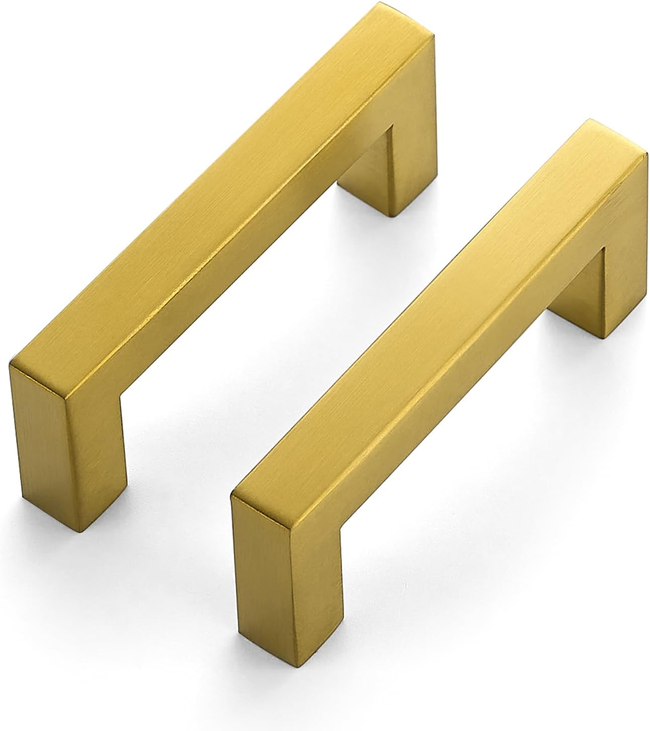 20 Tiradores Latón Cepillado 3pulg Cuadrados Acero Inox Dorado
