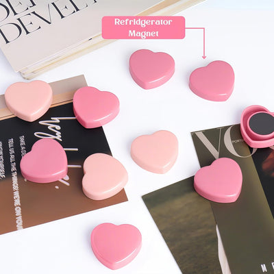 20 Imanes Corazón Rosa Fuertes para Pizarra Blanca Cocina Oficina
