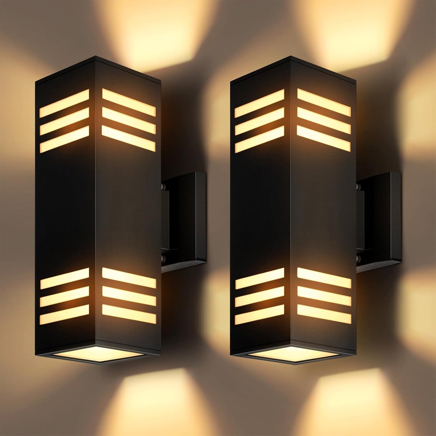 2 Luces Pared Exteriores IP65 Aluminio E26 Luz Cálida
