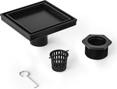 Drenaje ducha cuadrado 6pulg acero inox con rejilla