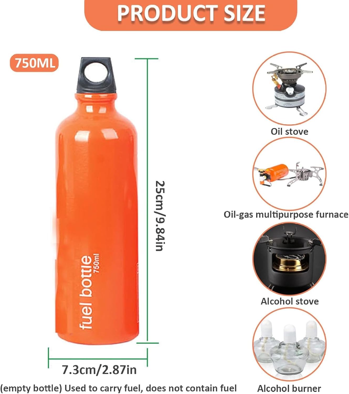 Botella combustible aluminio 750ml uso al aire libre