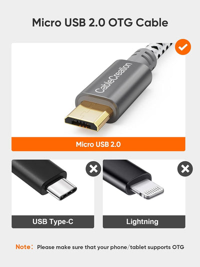 Adaptador USB a Micro USB 0.5pies macho hembra
