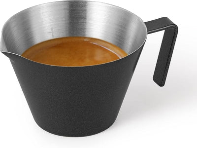 Taza medidora acero inox asa 2oz para salsa y bebidas negro