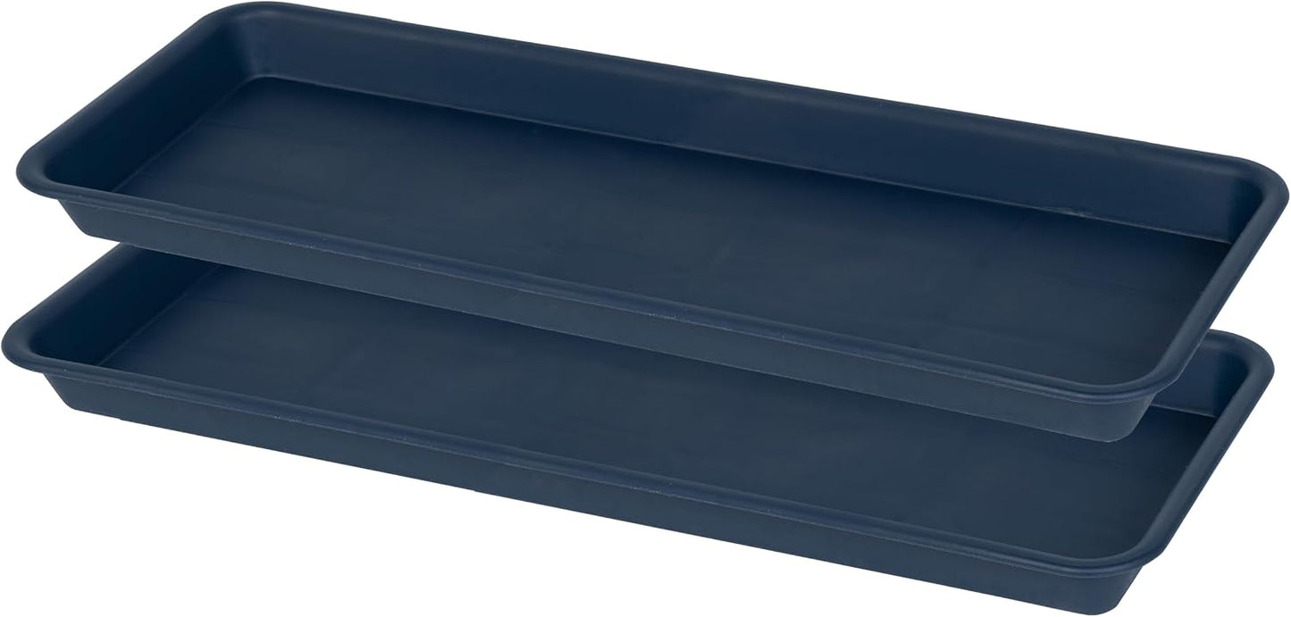 2 Bandejas Plástico Rectangular 61cm para Plantas Azul