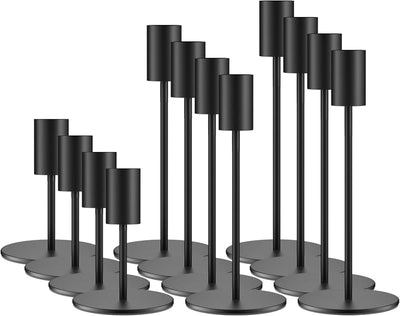 Set 12 portavelas cónicos negros decorativos para mesa o repisa