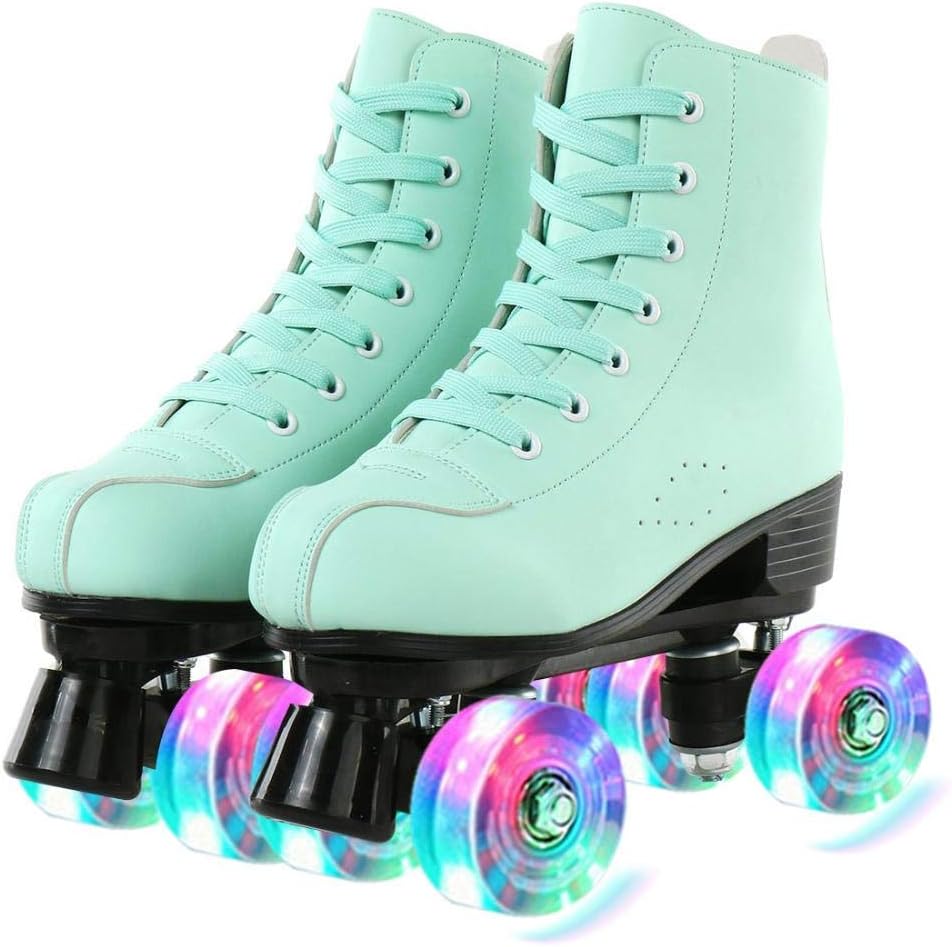 Patines cuero PU tipo botín doble fila para mujer y hombre