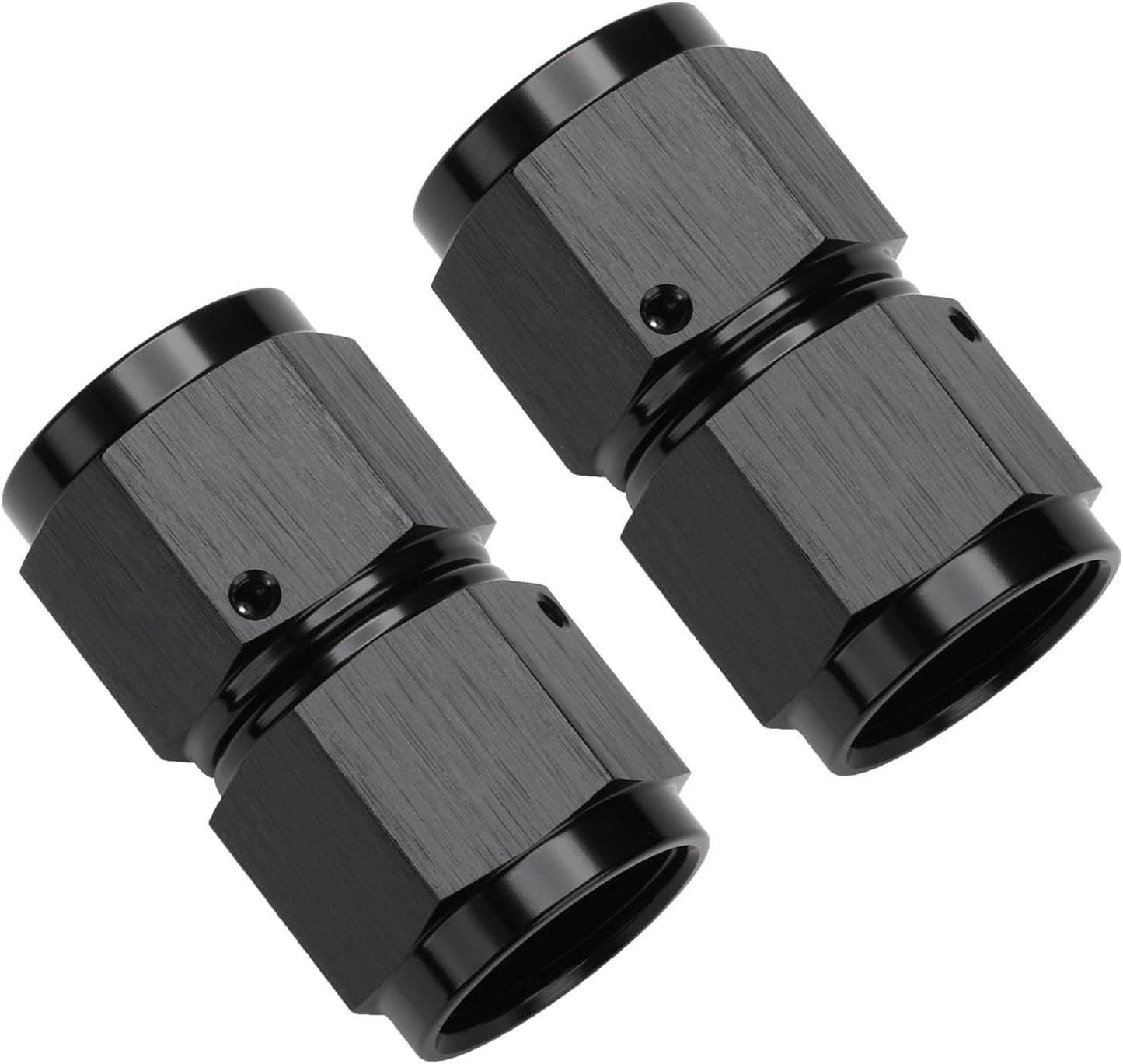 Adaptador 8AN hembra aluminio negro giro recto 2 pzas
