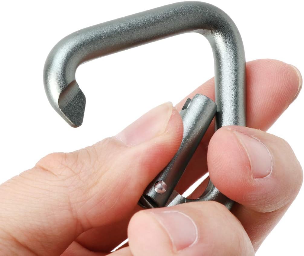 Mosquetón triangular para acampar con clip y hebilla