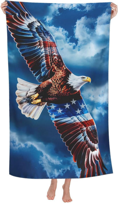 Toalla playa algodón felpa estampado águila 52x32"