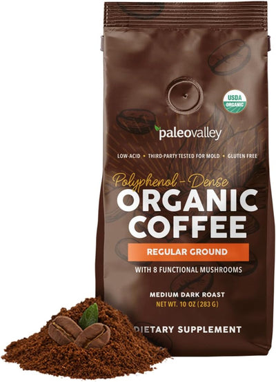 Café molido orgánico 10oz bajo en ácido rico en polifenoles
