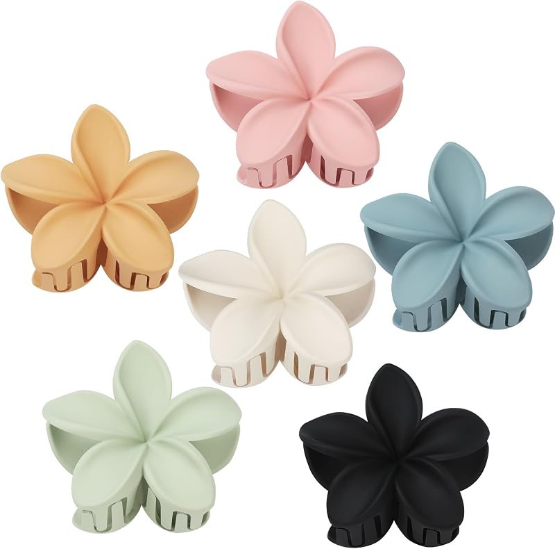 Pinzas garra cabello flores 6 pzas para grueso y fino mujer niña