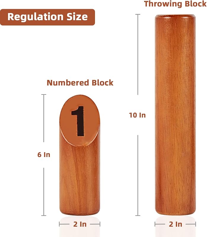Set lanzamiento madera bloques numerados estuche transporte