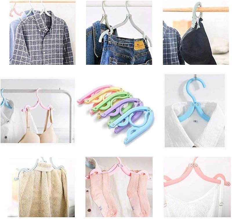 20 Perchas Viaje con 12 Clips Plegables para Ropa