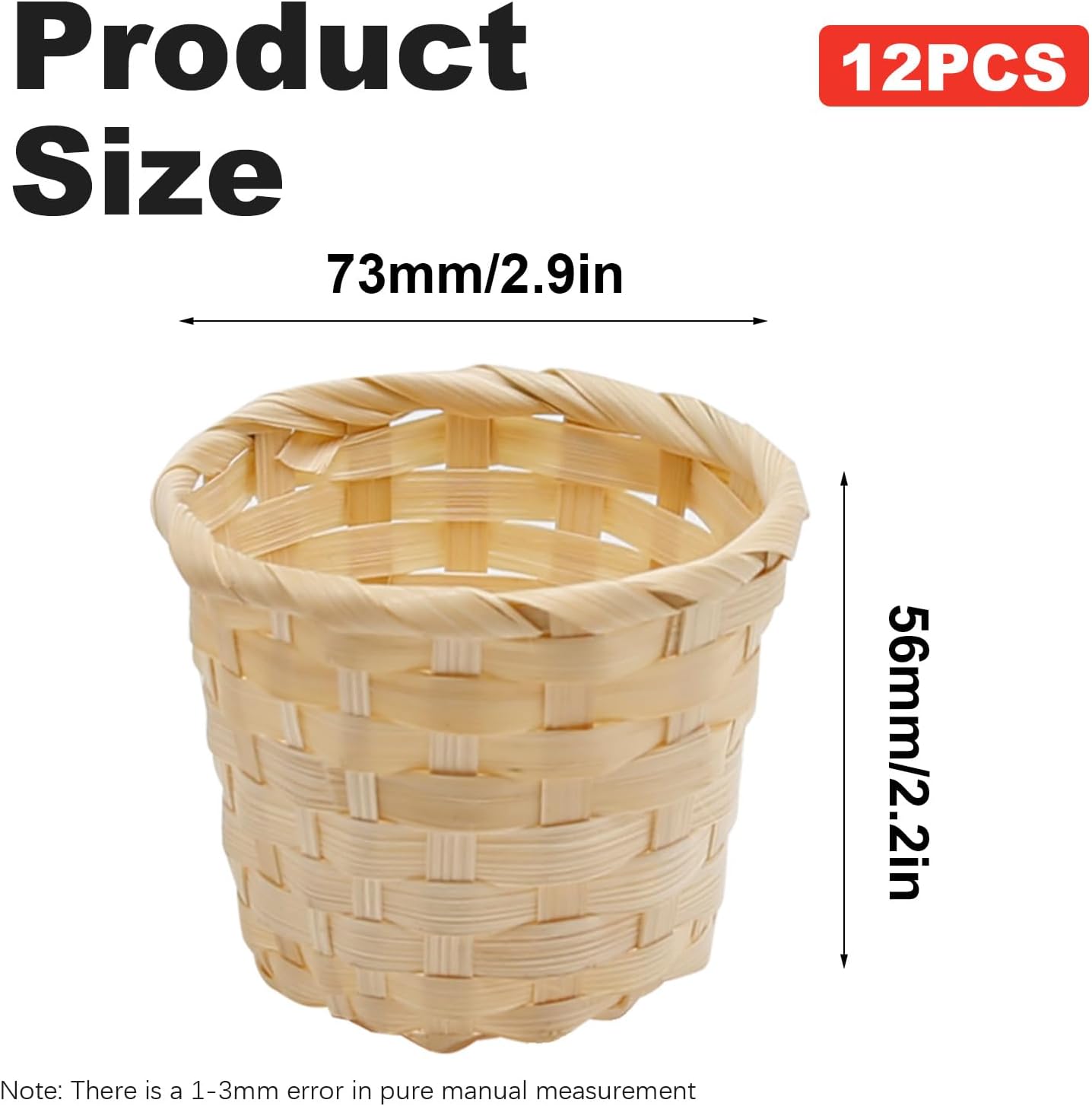 12 Cestas Bambú Tejidas 2.2x2.9" Organizadoras Hogar Oficina