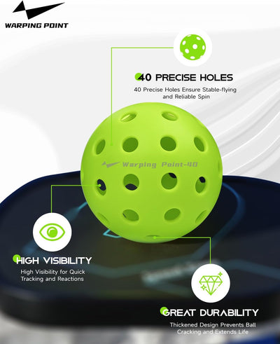 Pelotas pickleball 26/40 agujeros pack 4 y 12 duraderas