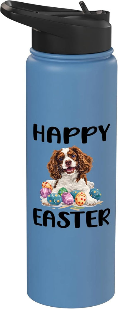 Bebida de agua acero inoxidable para perros French Spaniel feliz Pascua