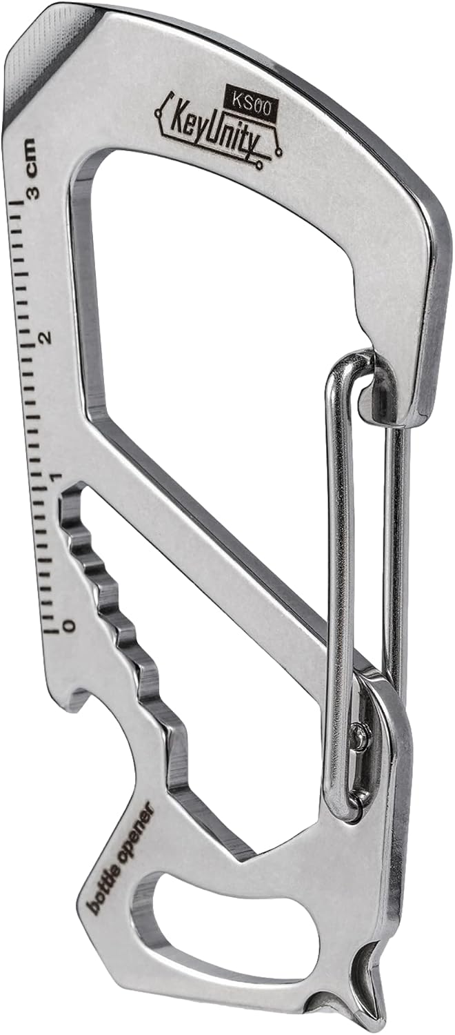 Mosquetón acero inox 7 en 1 con llave y destornilladores
