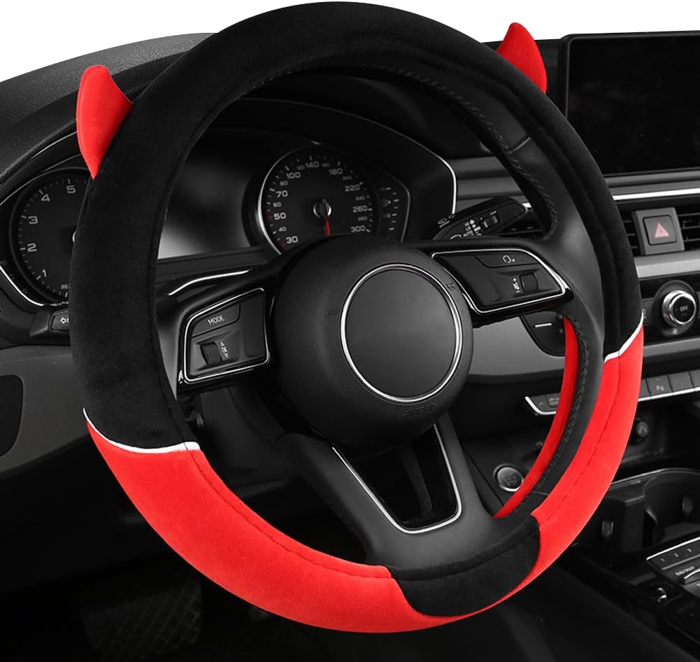 Funda volante coche antiderrap felpa 15" rojo