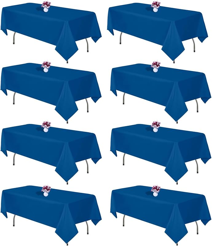 8 Pzas Manteles Rectangulares 60x102pulg Azul Mesa 6ft