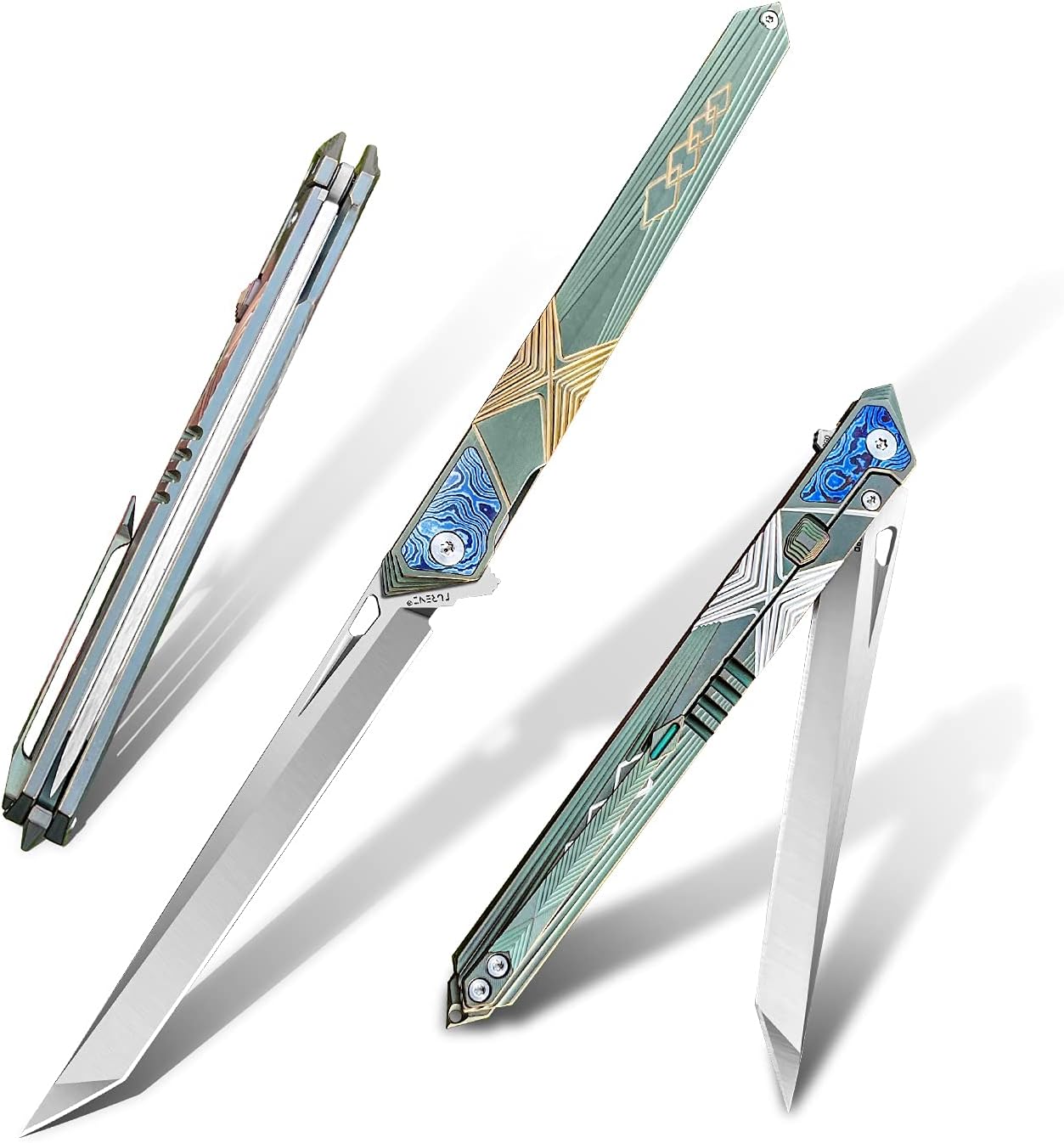 Cuchillo plegable acero M390 mango titanio EDC para hombres