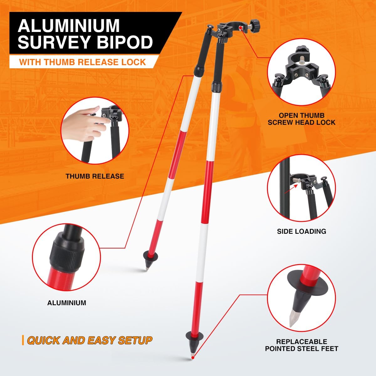 Monopod aluminio para nivelación y postes prisma
