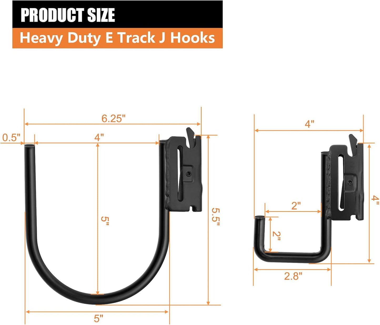 12 Ganchos J E-Track Negro para Remolque Cerrado