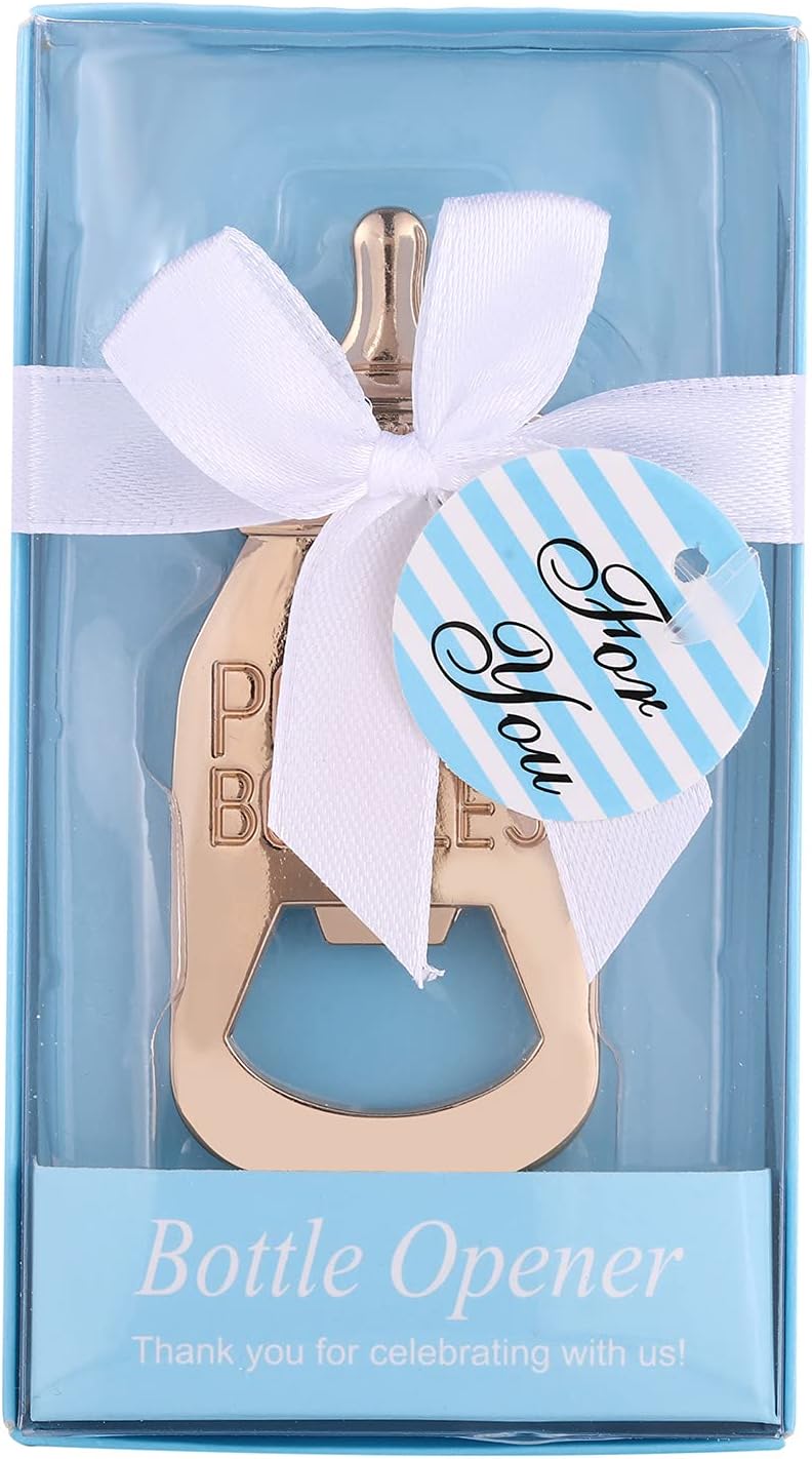 Set 48 abridores botellas regalo baby shower azul