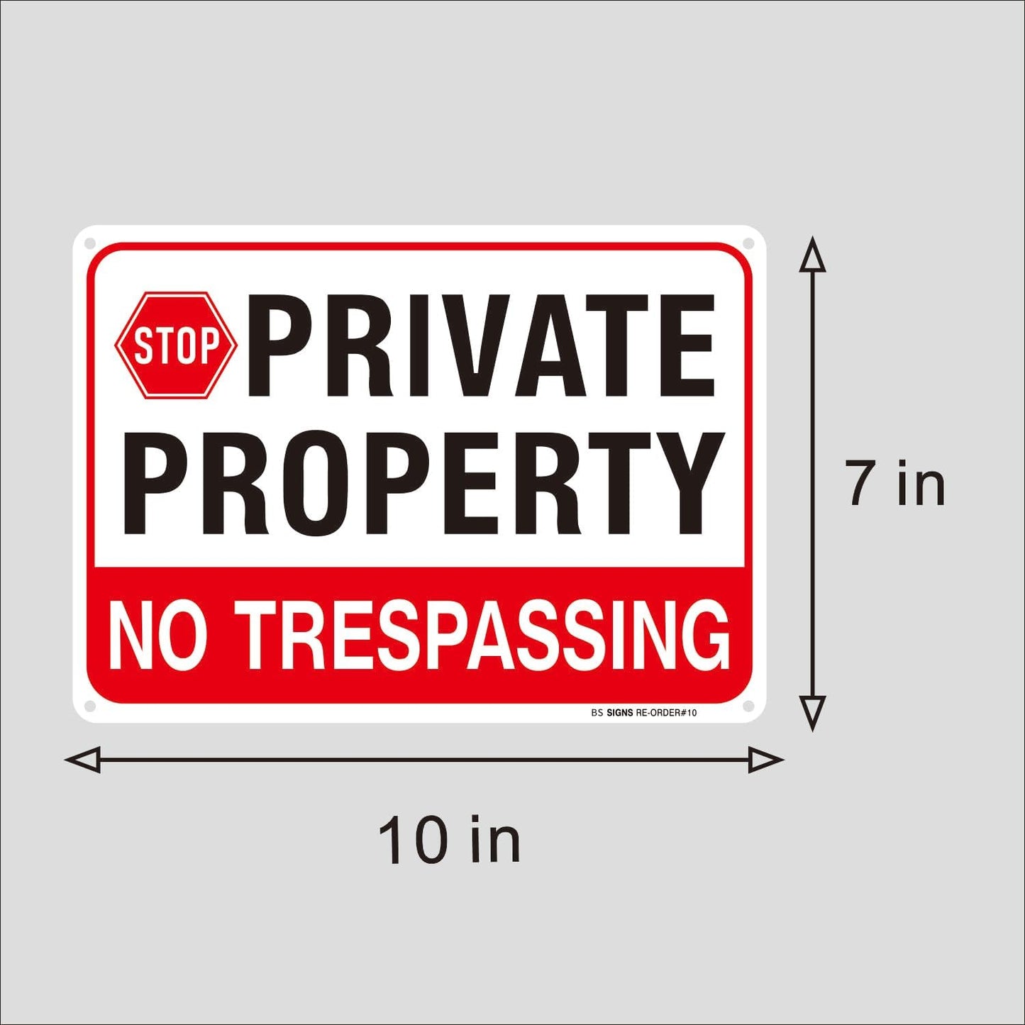 Señales No Trespassing aluminio 10x7" 2pzas duradero
