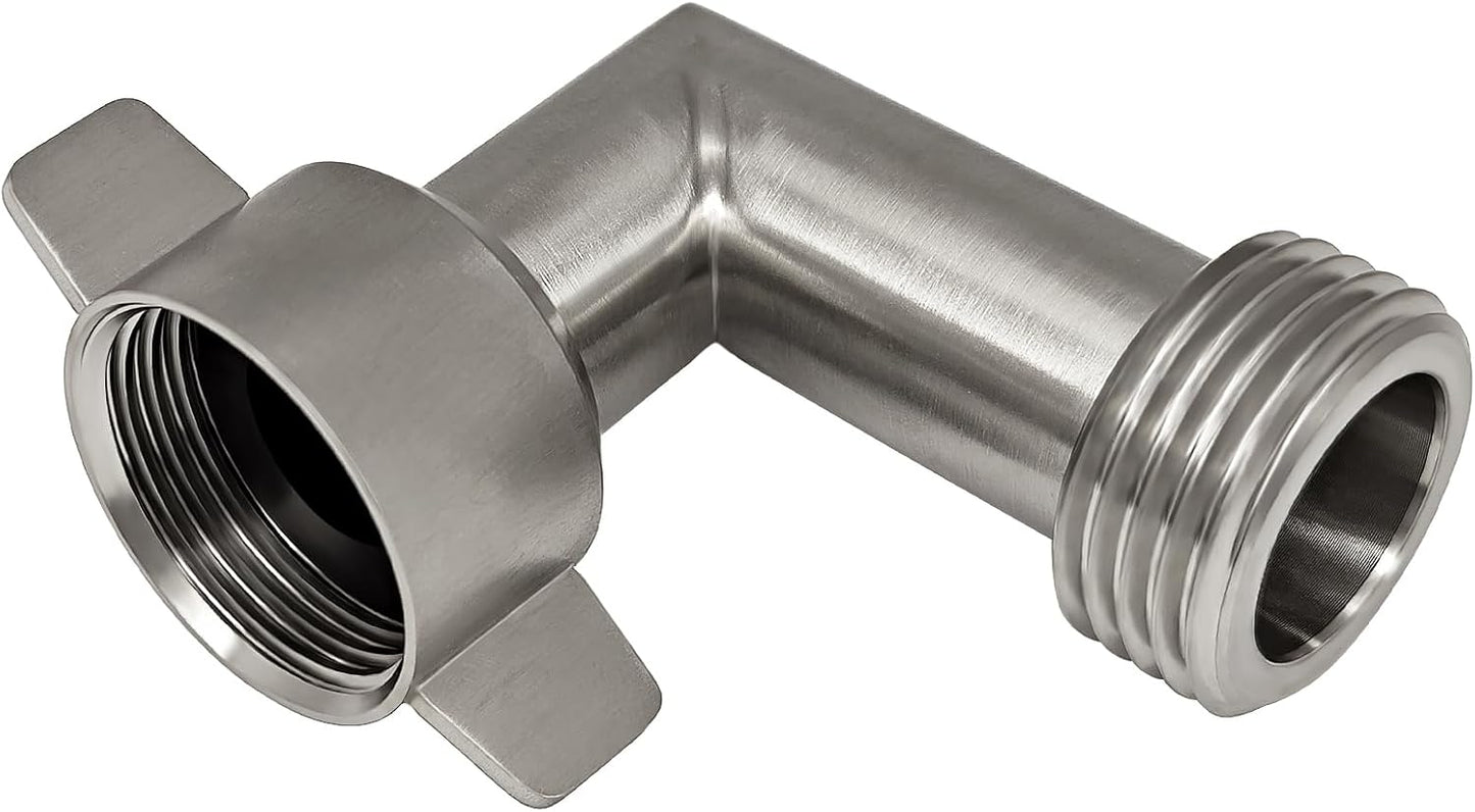 Codo manguera RV acero inox GHT3/4 conector fácil agarre
