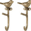 2 Ganchos Metal Forma Rama Dorada Pajaro Decoracion