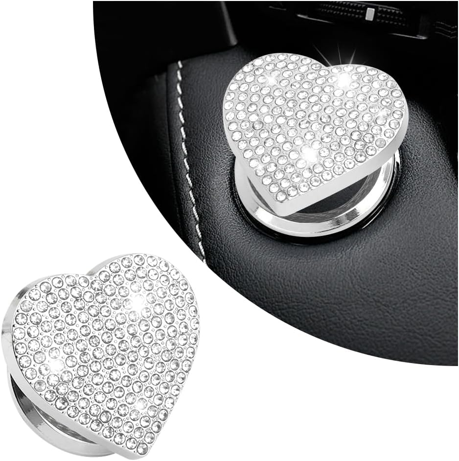 Cubierta botón arranque con brillantes forma corazón coche