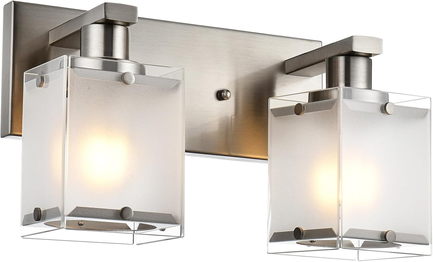 Lámpara pared 2 luces níquel cepillado vidrio esmerilado E26
