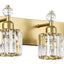 Lámpara tocador baño 5 cristales luces doradas modernas