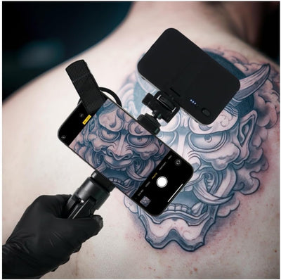 Luz tatuaje LED con filtro CPL y clip para fotos