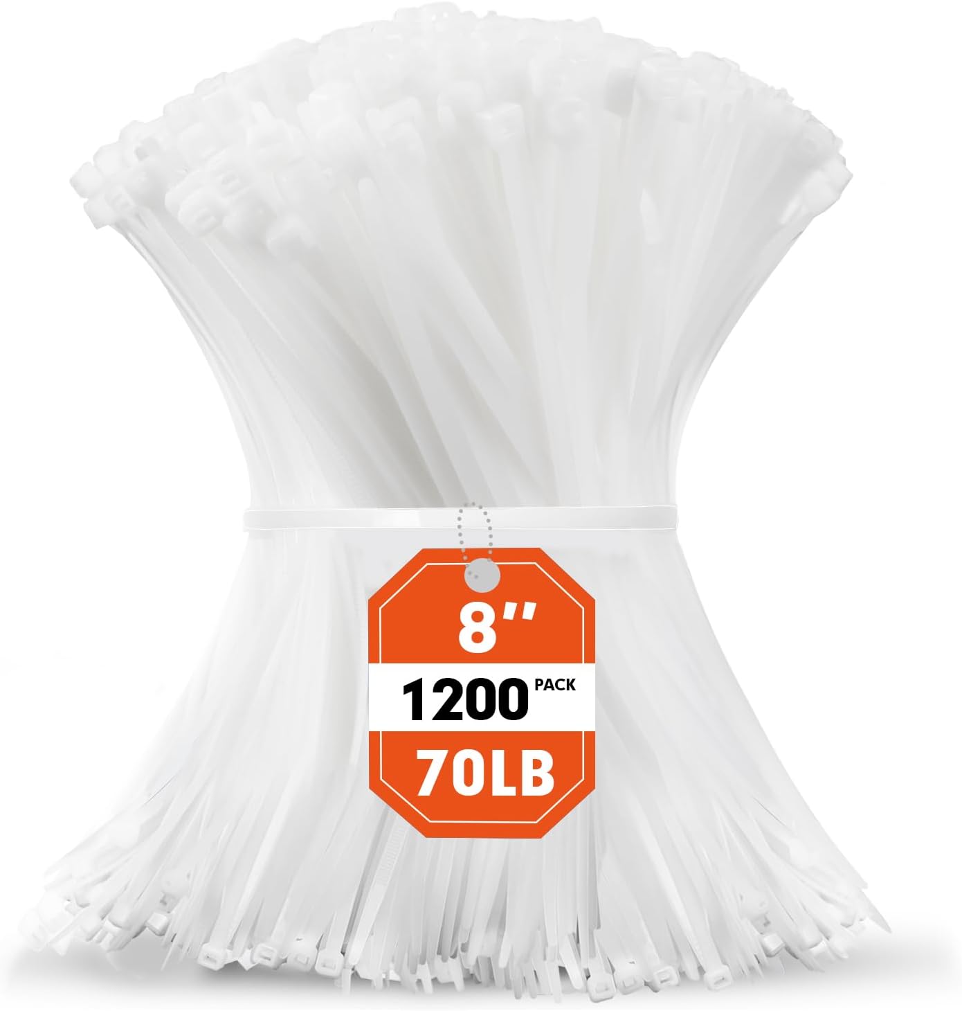 Bridas cremallera plástico 8pulg 1200pzas resistentes 70lb